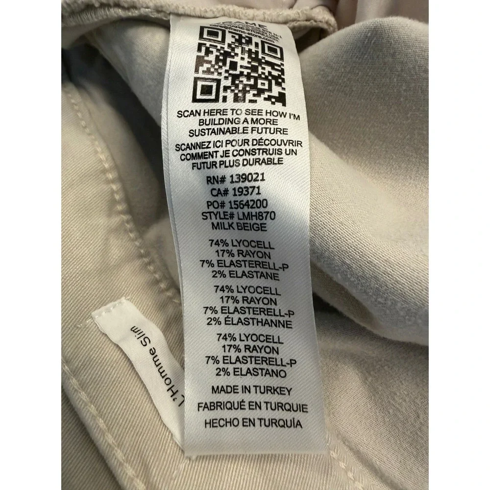 FRAME L'Homme Slim Jeans Mens 32 Milk Beige Sustainable Lyocell Blend LMH870